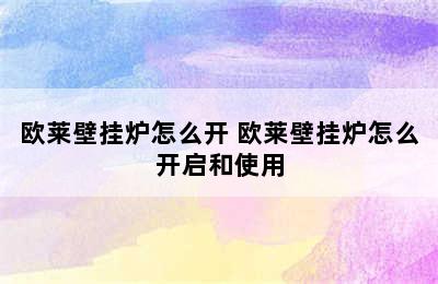 欧莱壁挂炉怎么开 欧莱壁挂炉怎么开启和使用